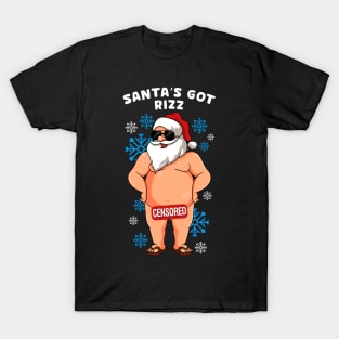 Inappropriate Naughty Santa Rizz Men Women Ugly Christmas T-Shirt